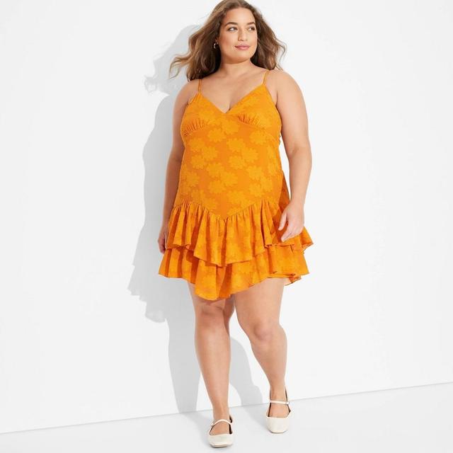 Womens Game Day Ruffle Mini Skater Dress - Wild Fable Dark Orange 3X Product Image