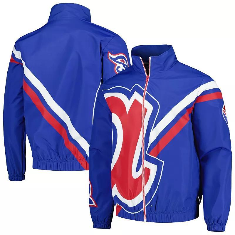 Mens Mitchell & Ness Royal Atlanta Braves Exploded Logo Warm Up Full-Zip Jacket Product Image