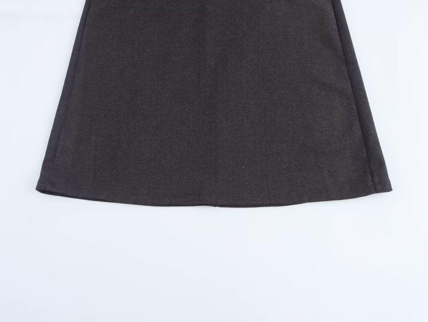 Drawstring Waist Plain Pocket Detail Midi A-Line Skirt Product Image