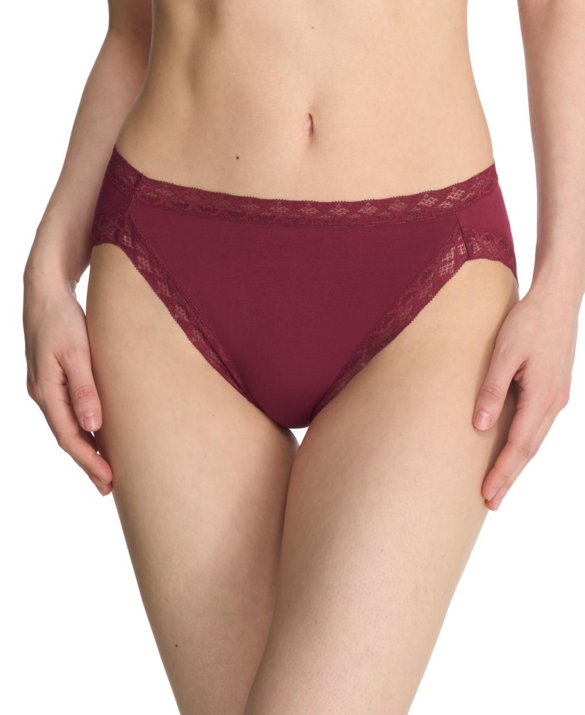 Natori Bliss Lace-Trim Cotton French-Cut Brief Underwear 152058 Product Image