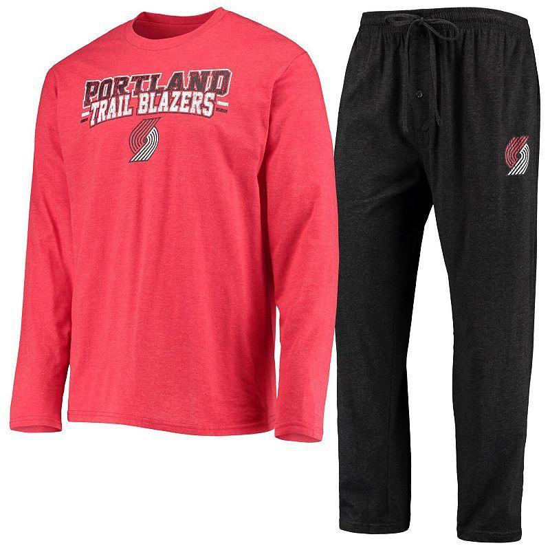 Mens Concepts Sport Black Portland Trail Blazers Long Sleeve T-Shirt & Pants Sleep Set Product Image