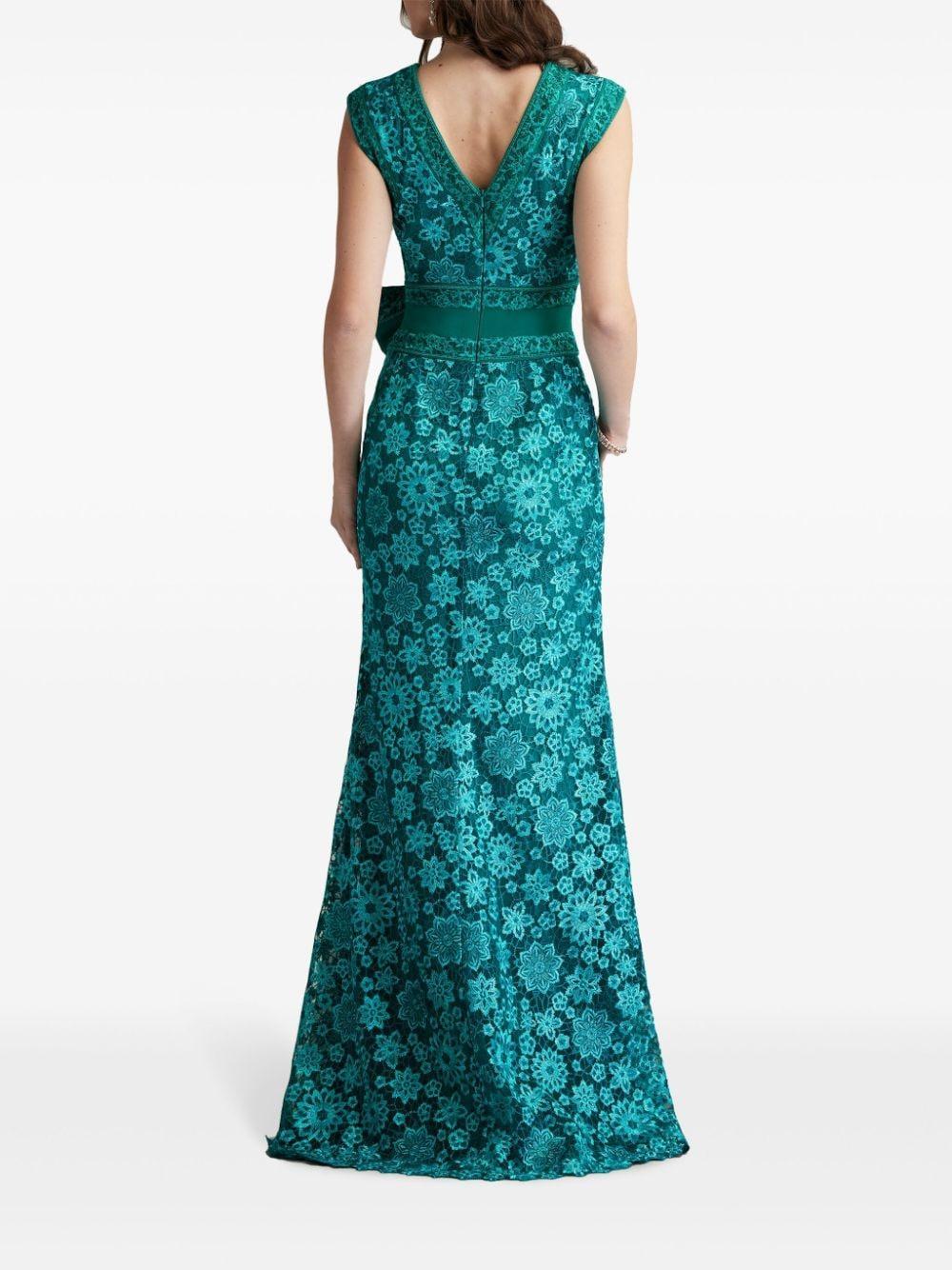 embroidered V-neck gown Product Image