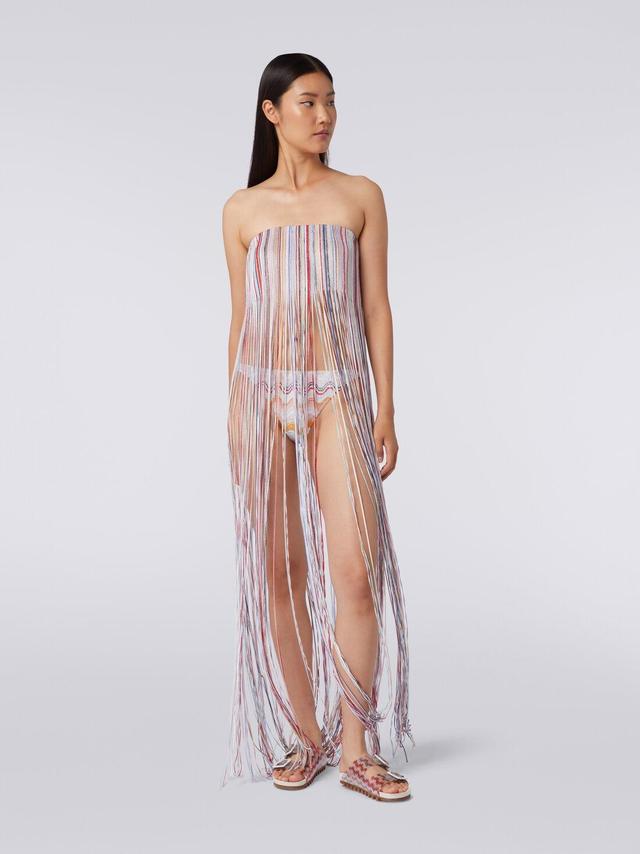 Fringed bustier cover up dress with lurex Multicoloured | Missoni Product Image