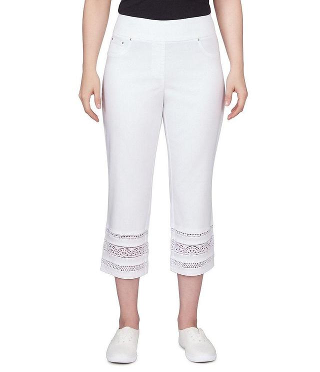 Ruby Rd. Petite Size Lace Inset Hem Pull-On Capri Jeans Product Image