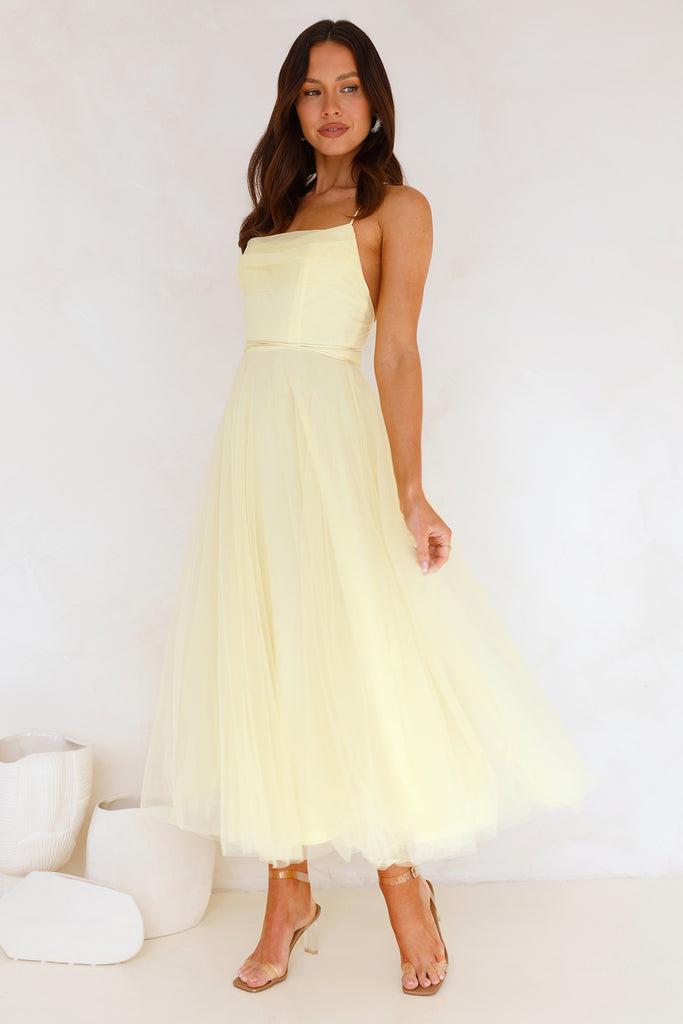 Signal My Way Tulle Midi Dress Yellow Product Image