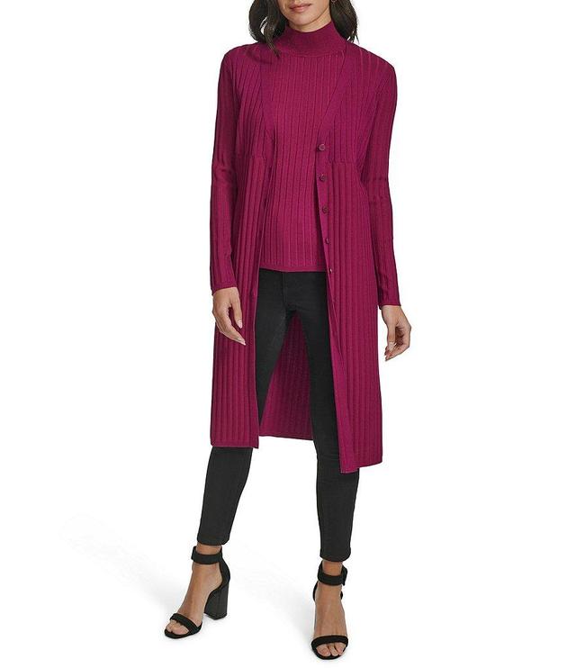 Calvin Klein V Neckline Long Sleeve Button Front Cardigan Product Image