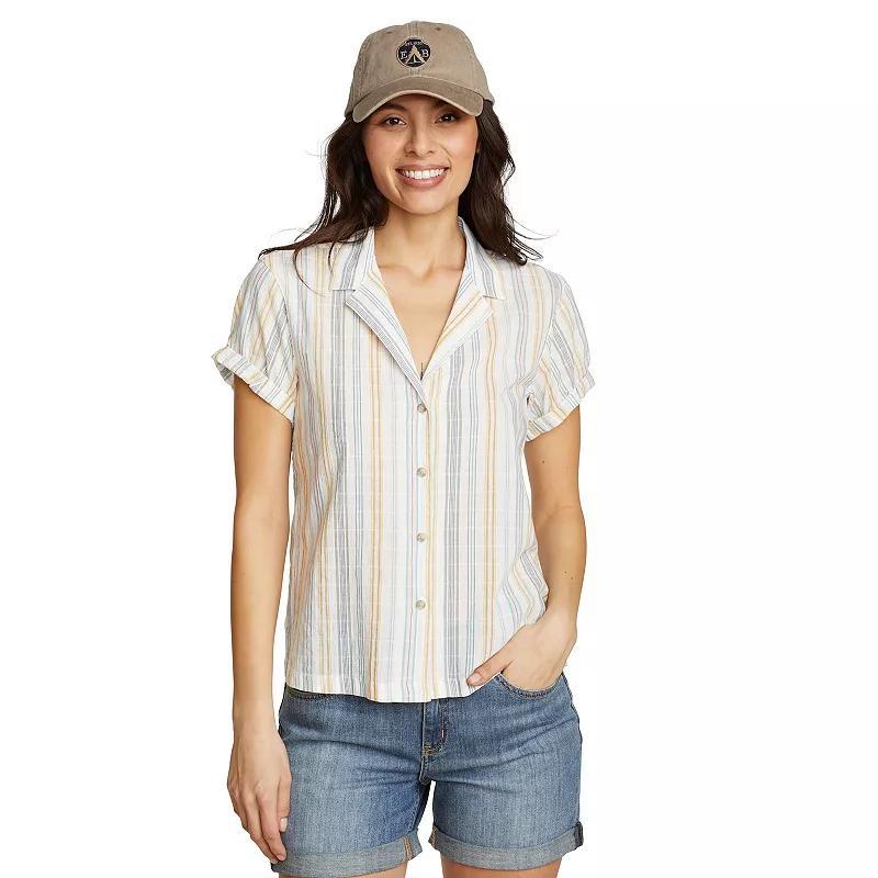 Womens Eddie Bauer Packable Camp Shirt Grey Blue Product Image