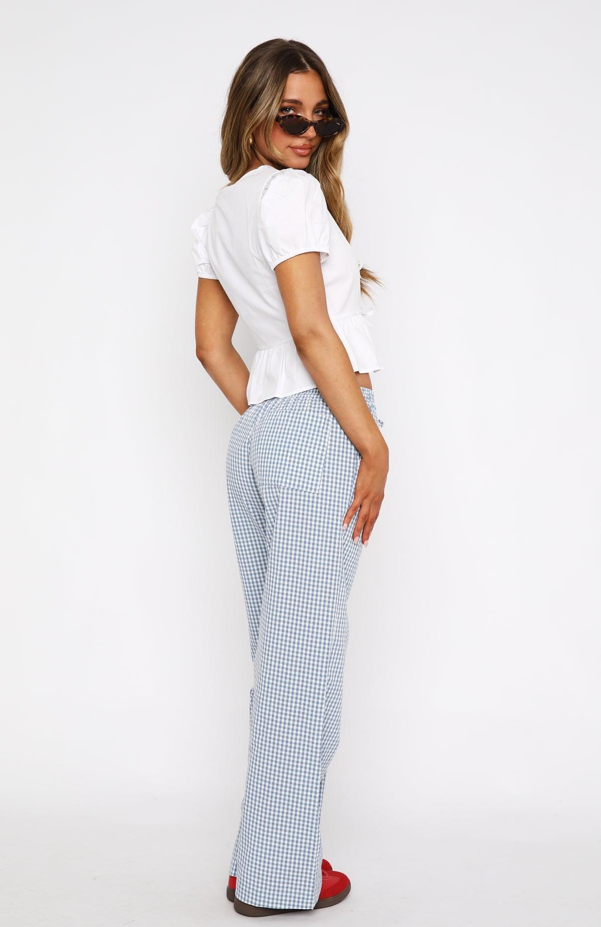 Running To You Pants Blue Gingham Product Image