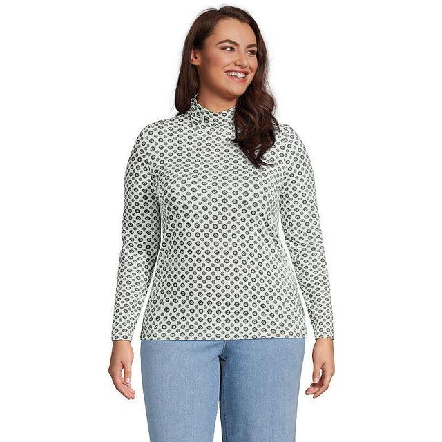 Plus Size Lands End Lightweight Fitted Long Sleeve Turtleneck, Womens Product Image