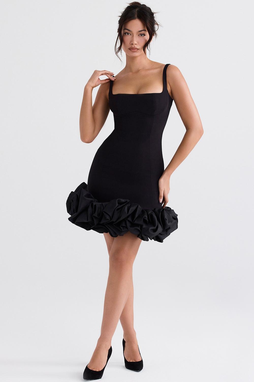 Lilou Black Ruffle Hem Dress Product Image