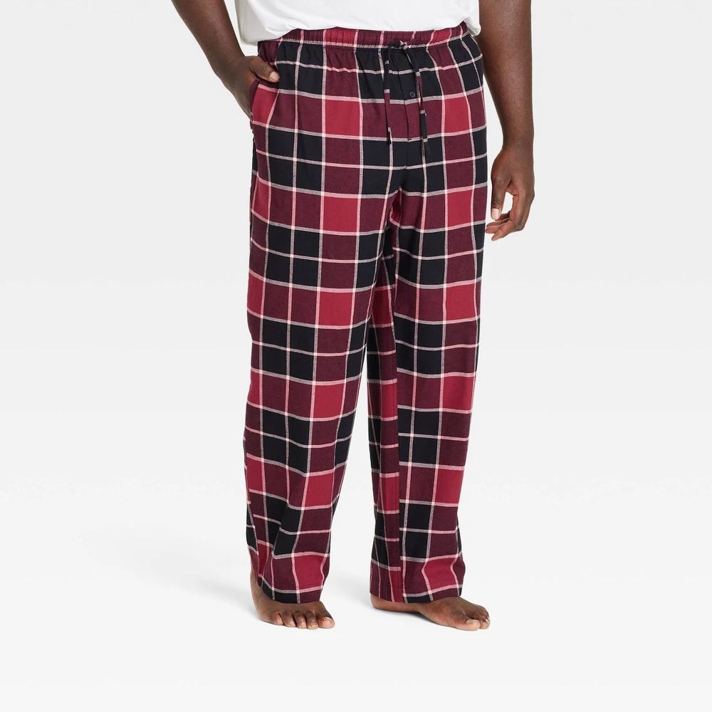 Mens Big & Tall Plaid Flannel Pajama Pants - Goodfellow & Co Red XXLT Product Image