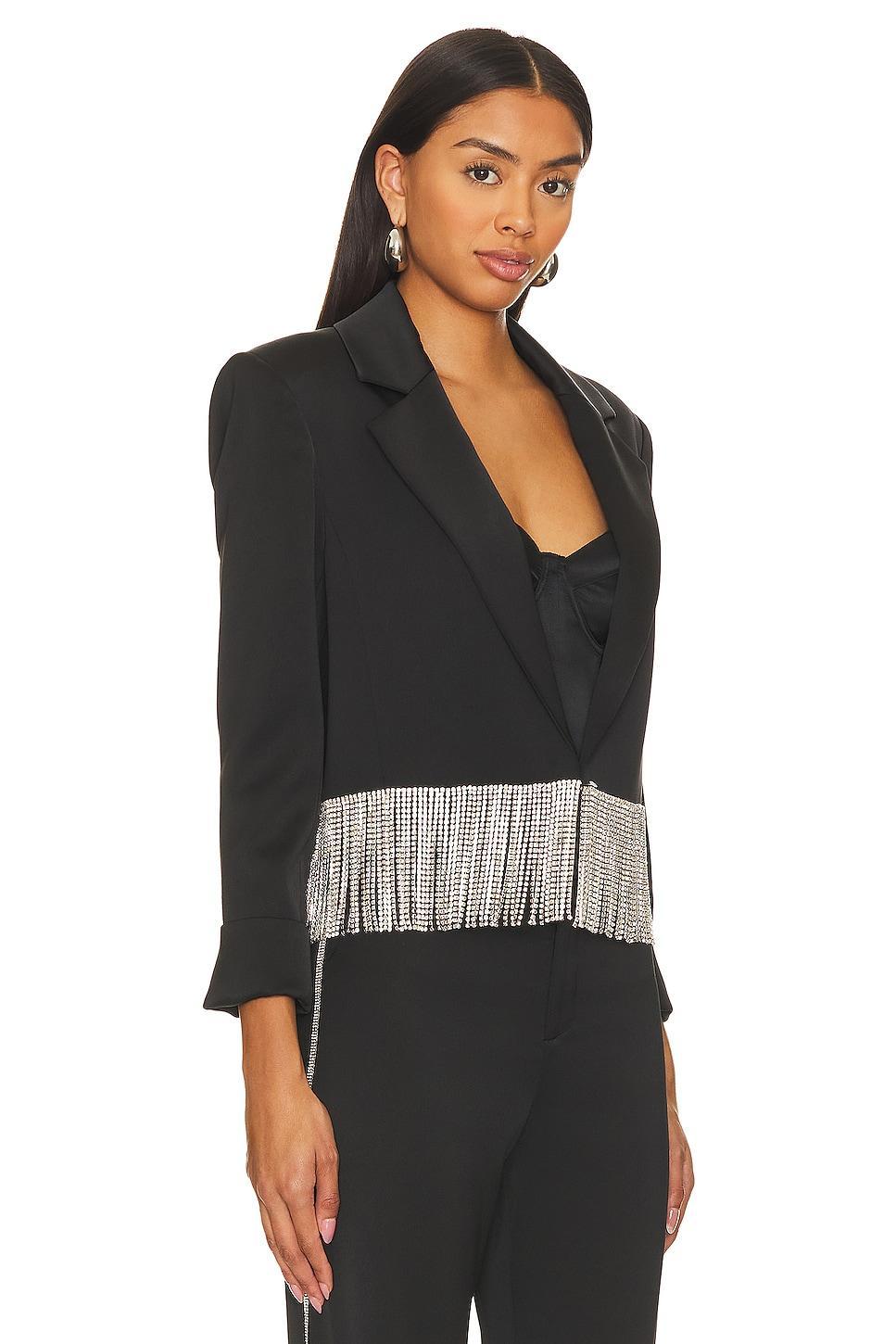 Shan Cropped Fringe Blazer Alice + Olivia Product Image