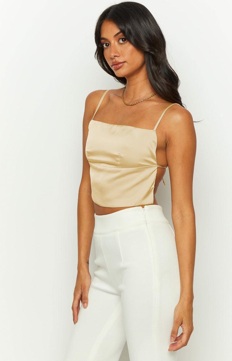 Samantha Backless Yellow Crop Top Product Image