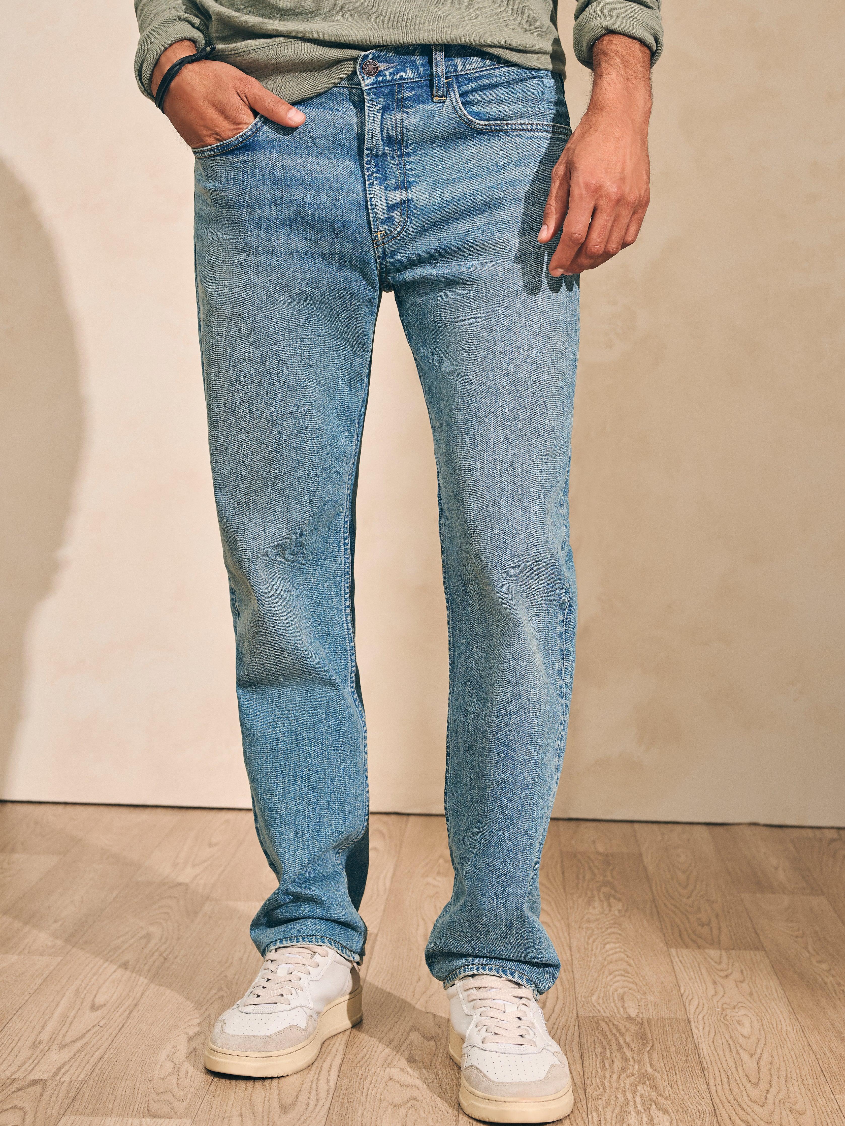 Organic Cotton Slim Straight Denim (34" Inseam) - Sandy Point Wash Male Product Image