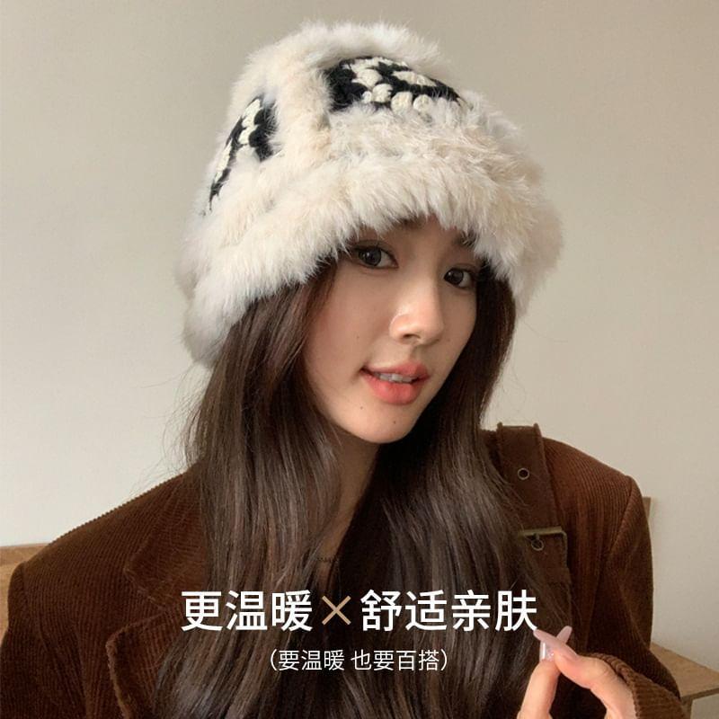 Melange Fluffy Patterned Earflap Hat Product Image