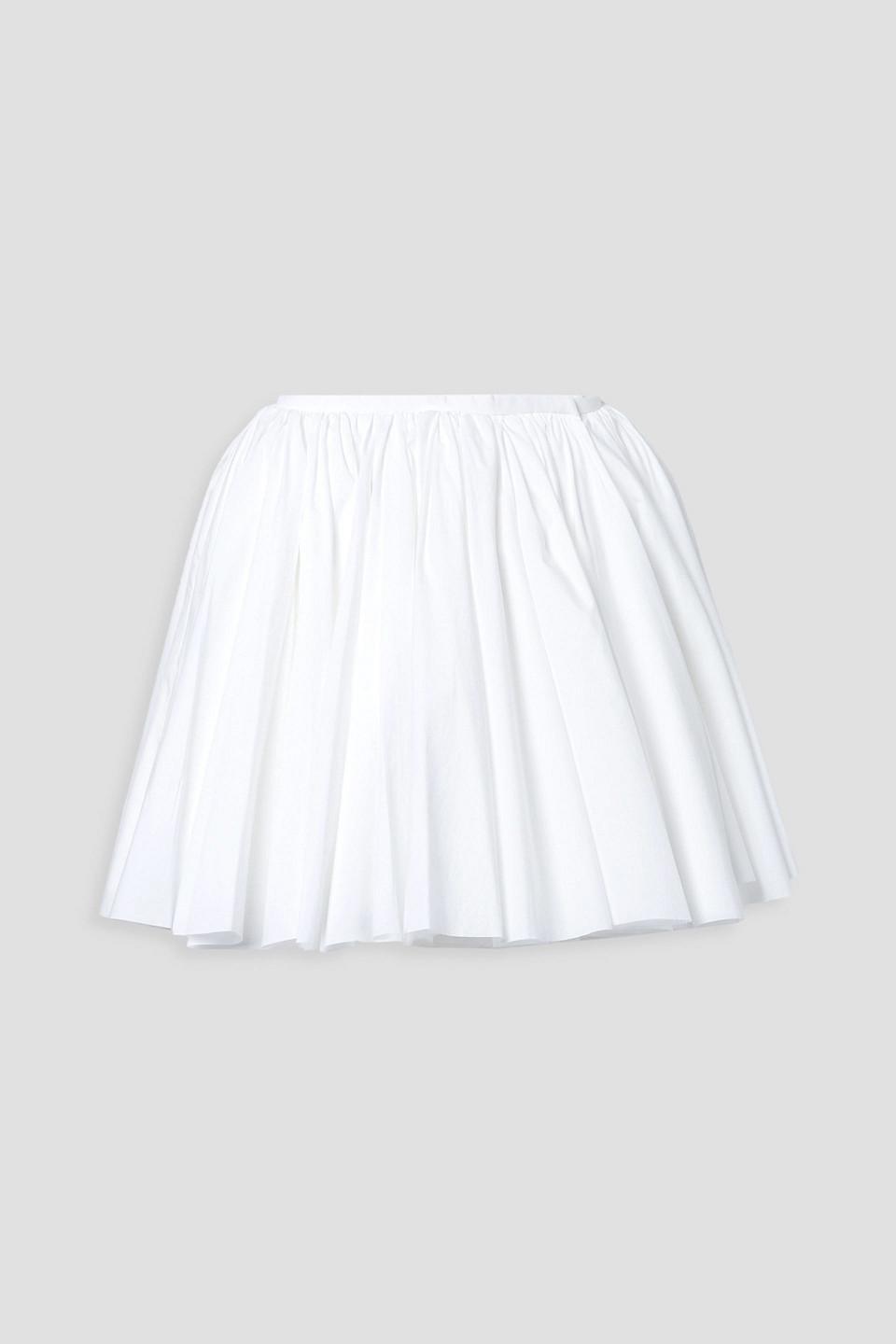 Jorja Layered Pleated Cotton-poplin Mini Wrap Skirt In White product image