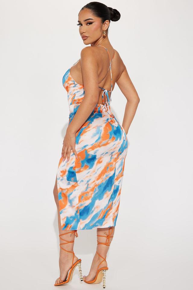 Caribbean Sunset Midi Dress - Multi Color Product Image