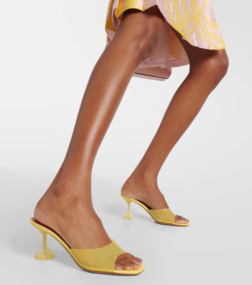 AMINA MUADDI Lupita Glass Pvc And Leather Mules In Yellow Product Image