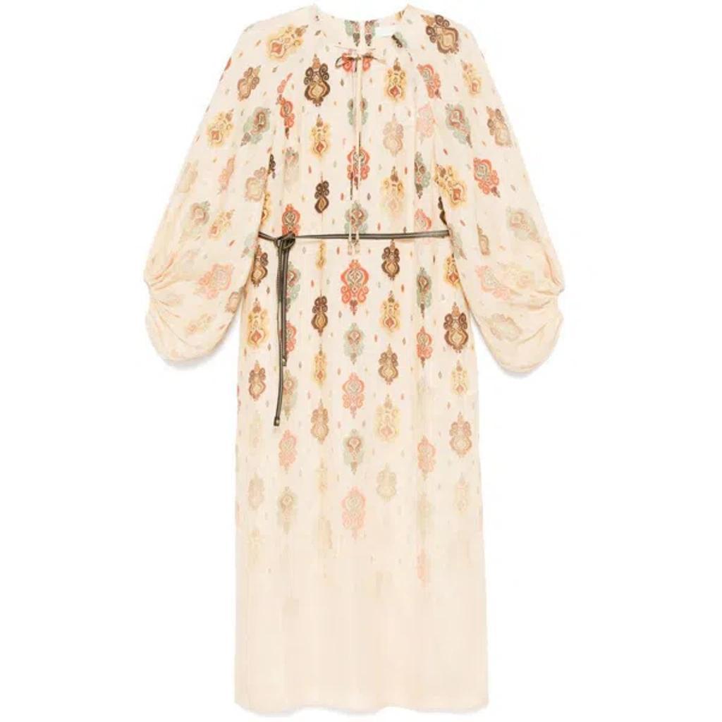 ZIMMERMANN Wylie Midi Dress In Neutrals Product Image