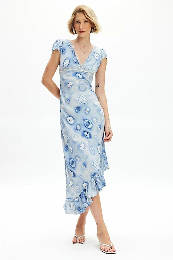 Kimchi Blue Cora Lace Trim Asymmetrical Midi Dress Womens at Urban Outfitters Product Image