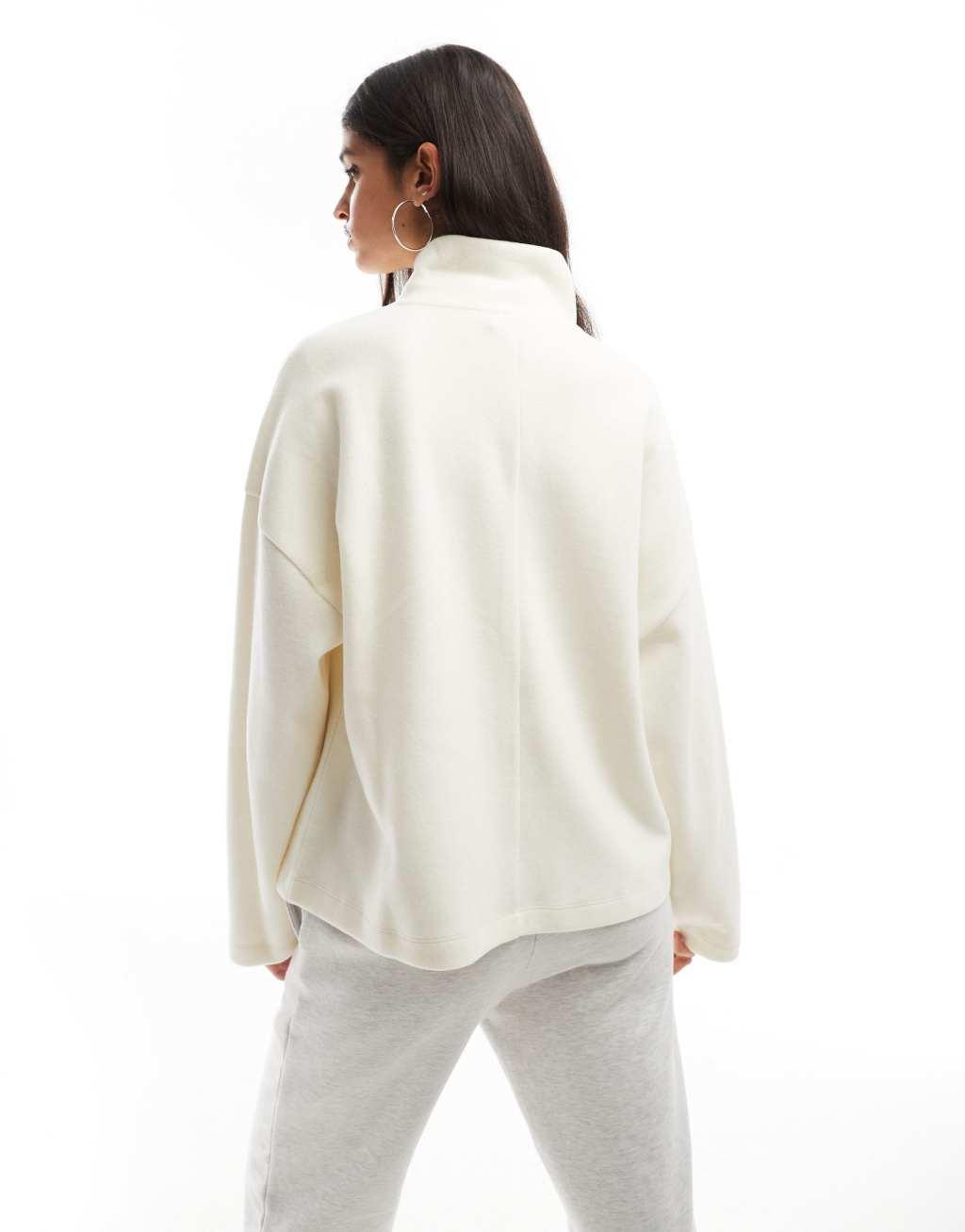 ASOS DESIGN super soft boxy funnel neck zip through cardigan in white product image