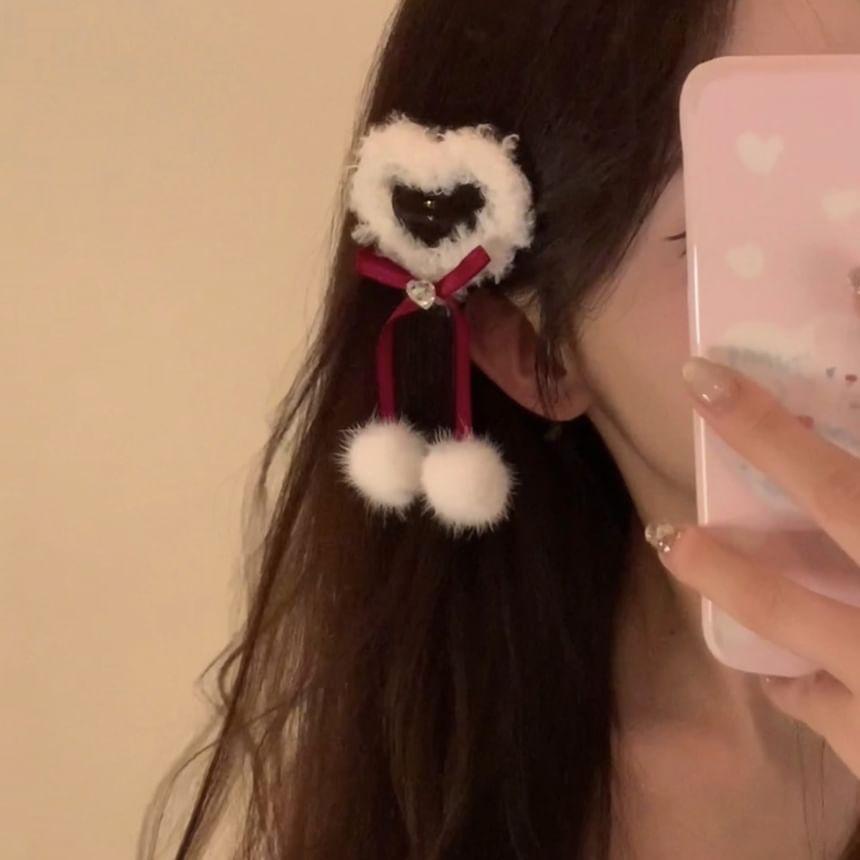 Star /  Heart Pom Pom Ribbon Hair Clip Product Image