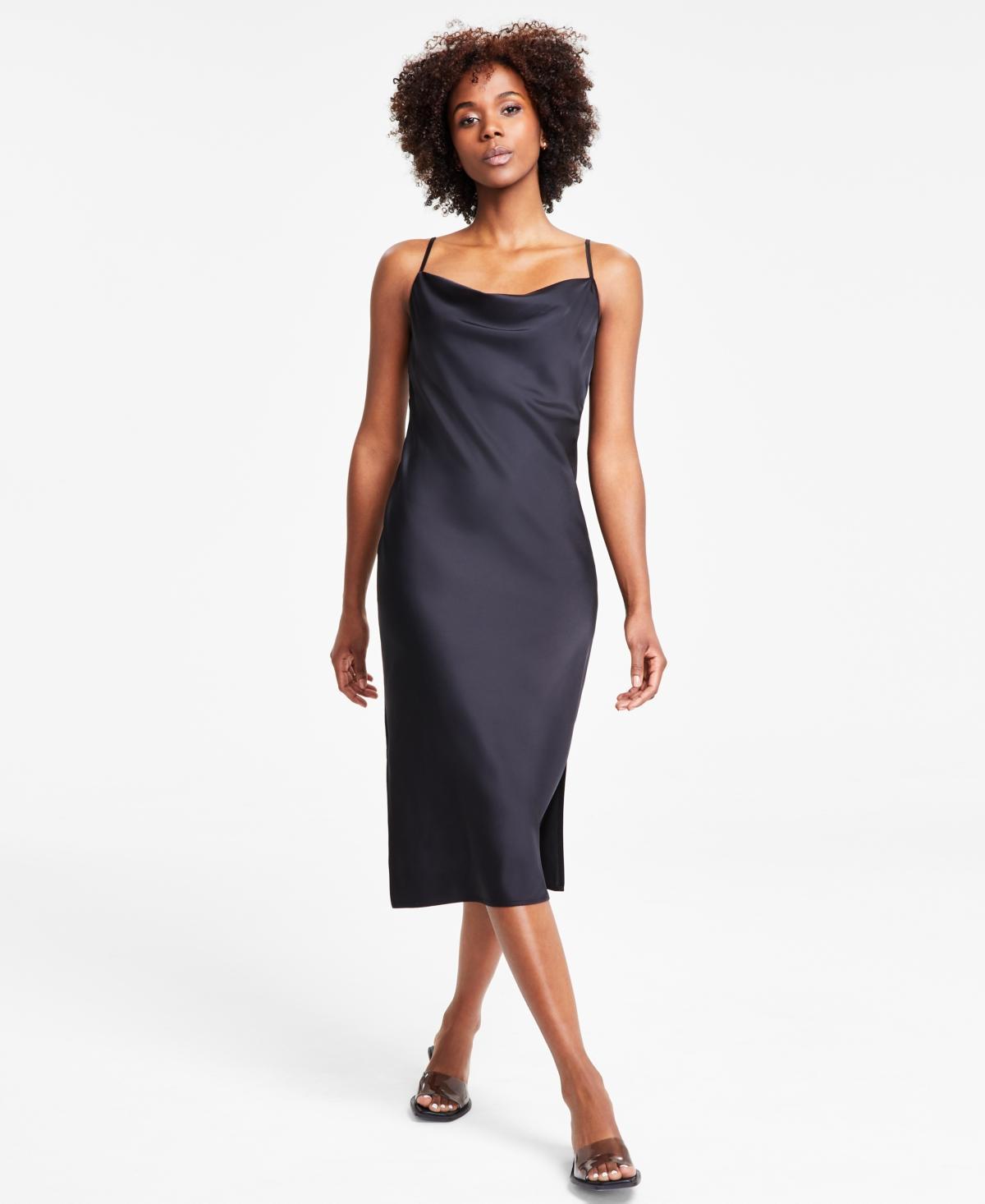 Bar Iii Womens Solid Cowlneck Slip Dress, Created for Macys Product Image