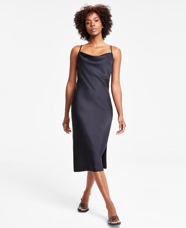 Bar Iii Womens Solid Cowlneck Slip Dress, Created for Macys Product Image