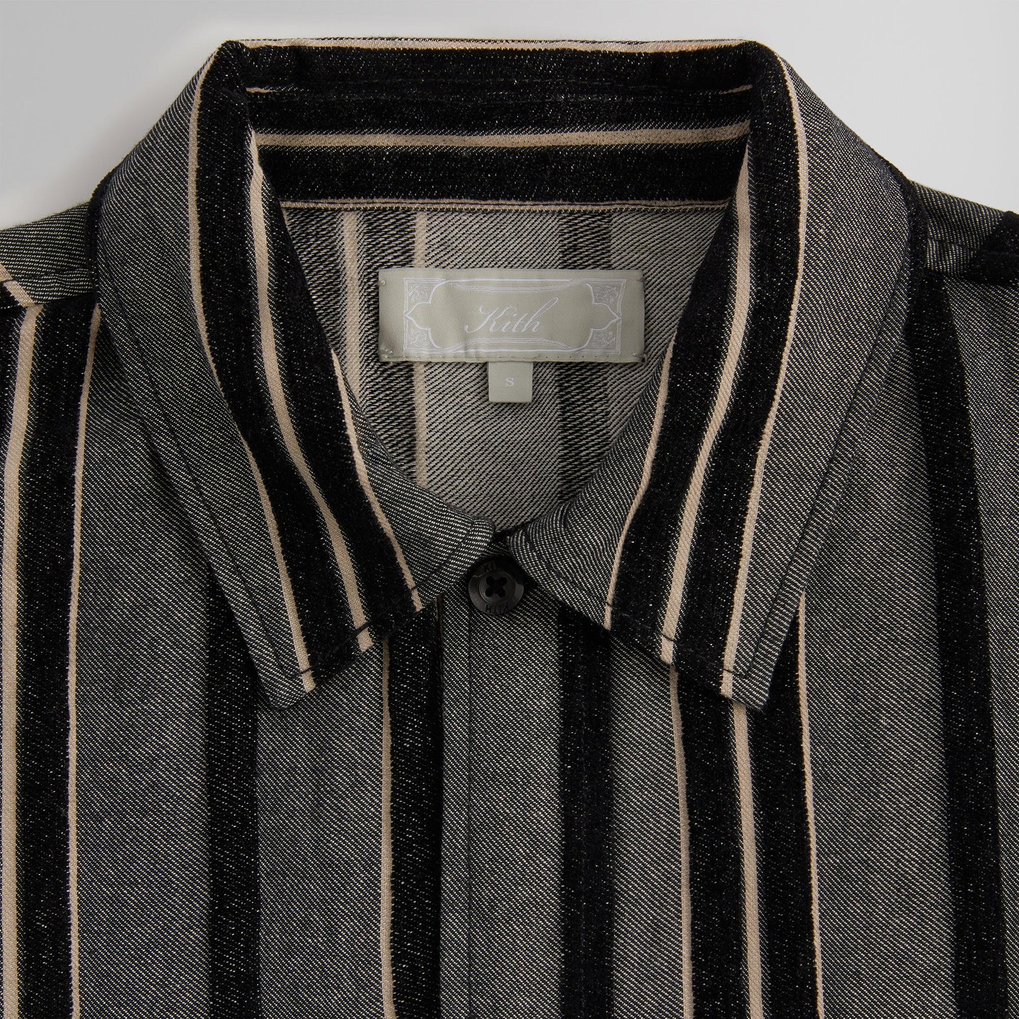 Kith Striped Flannel Boxy Collared Overshirt - Black Male Product Image