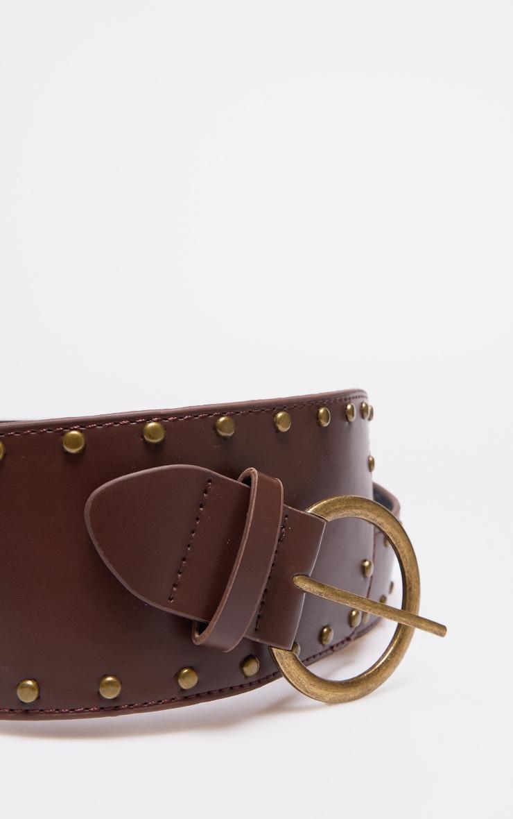 Brown Stud Detail Cross Over Buckle Waist Belt Product Image