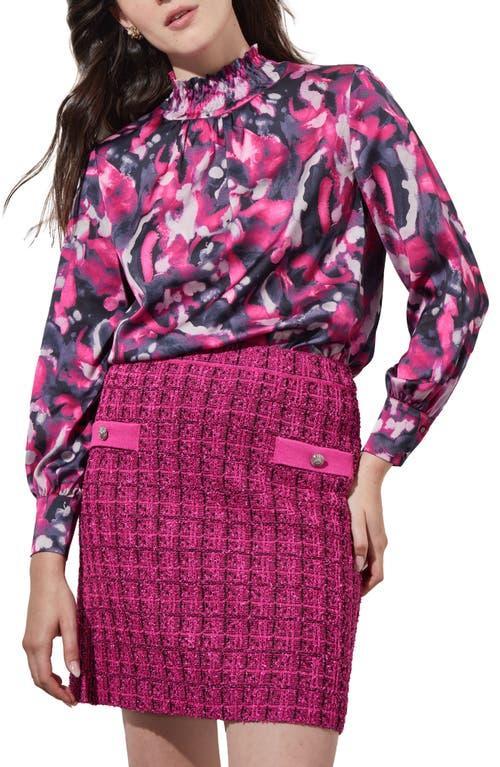 Ming Wang Abstract Floral Crpe de Chine Top Product Image