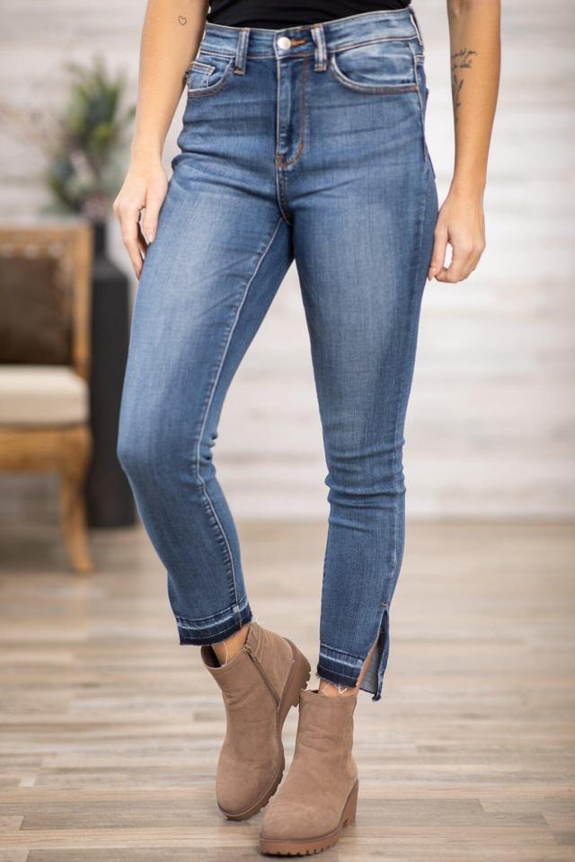 Judy Blue Release Hem Side Slit Skinny Jeans Product Image