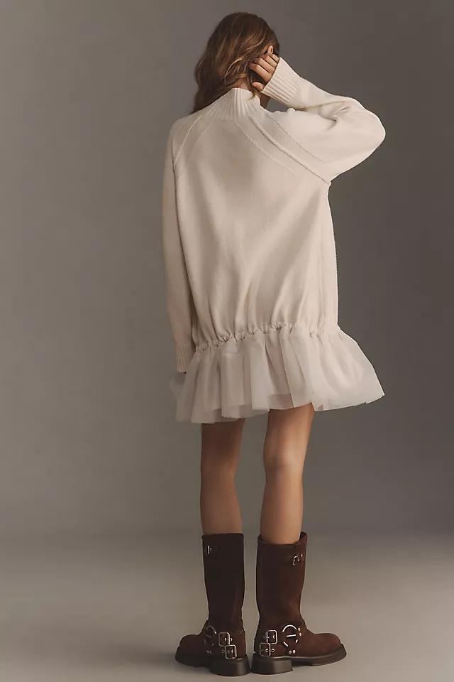 By Anthropologie Long-Sleeve Turtleneck Tulle Twofer Mini Dress Product Image