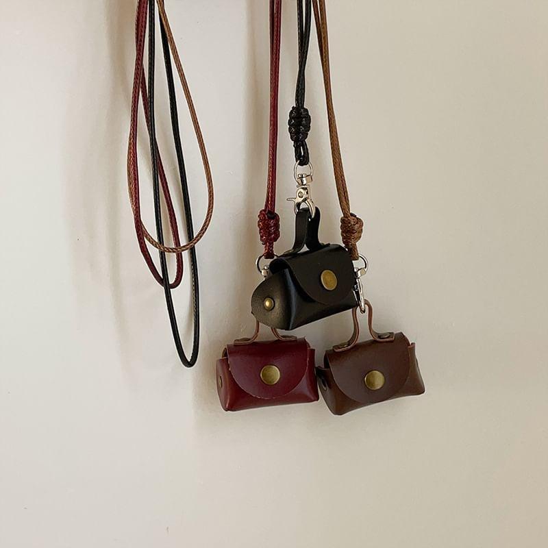 Faux Leather Pouch Pendant String Necklace Product Image