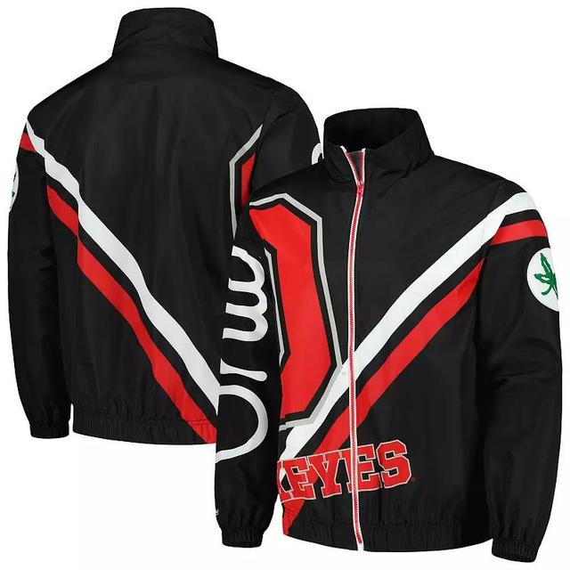 Mens Mitchell & Ness Black Ohio State Buckeyes Exploded Logo Warm Up Full-Zip Jacket Product Image