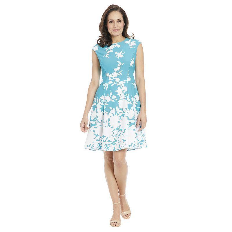 Womens London Times Print Fit & Flare Dress Brt Blue Product Image