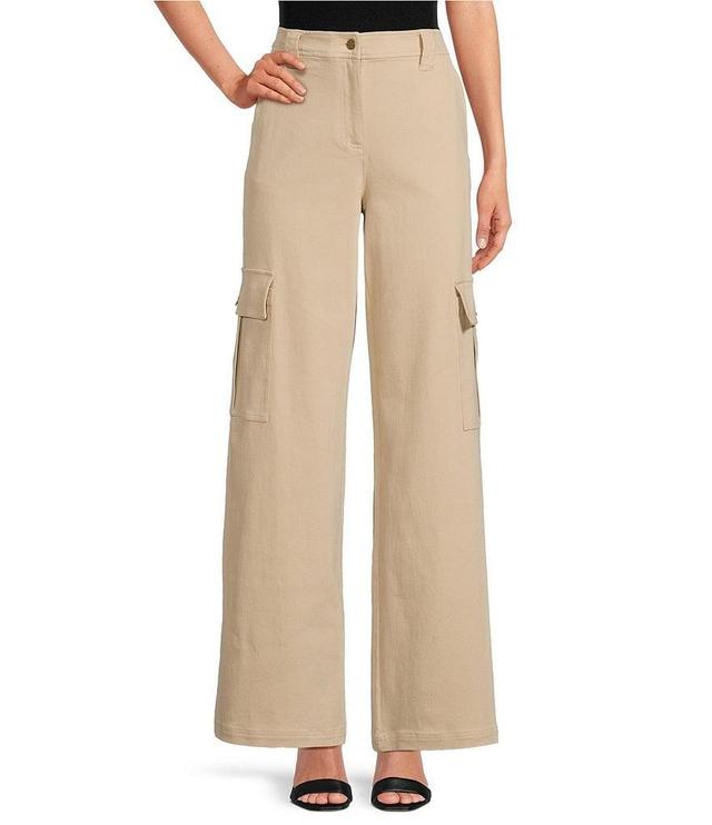 Trina Turk Hiden Cotton Twill Cargo Pocket Wide Leg Pants Product Image