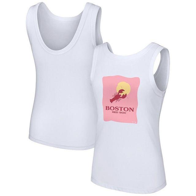 Womens Lusso Style White Boston Red Sox Lindy Tank Top Product Image