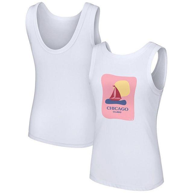 Womens Lusso Style White Chicago Cubs Lindy Tank Top Product Image