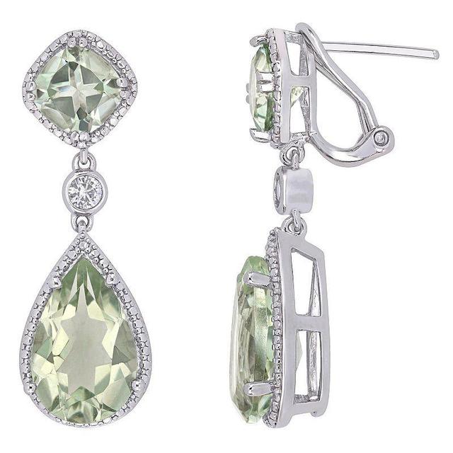 Stella Grace Sterling Silver Green Quartz & Lab Created White Sapphire Teardrop Earrings, Womens Product Image