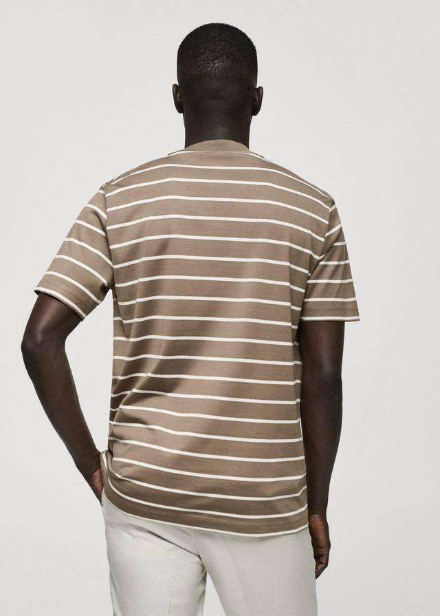 MANGO MAN - Striped cotton T-shirt khakiMen Product Image