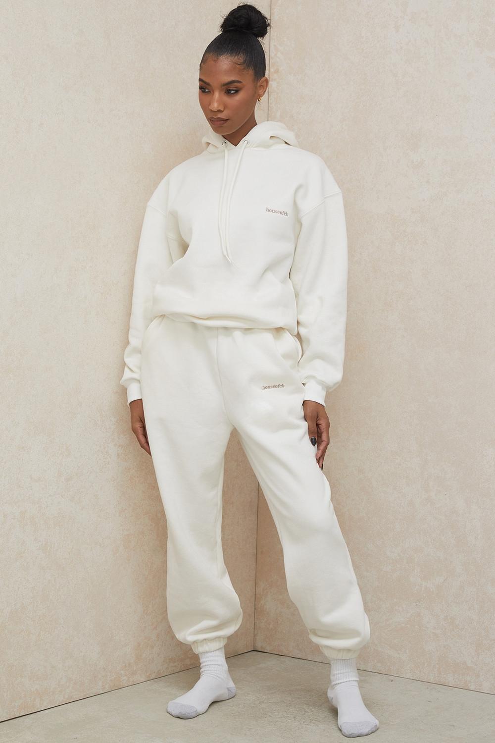 Sky Off White Fleece Back Jogging Trousers Product Image