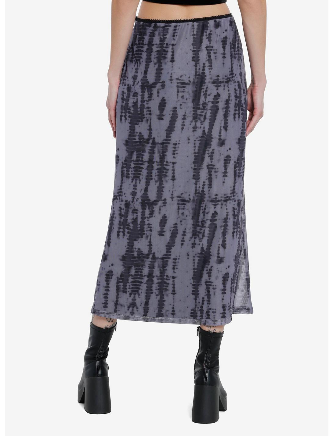 Dark Grey Wash Mesh Midi Skirt Product Image