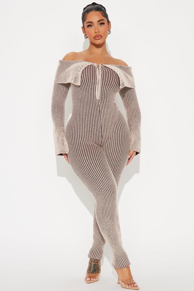 Cady Sweater Jumpsuit - Brown/combo Product Image