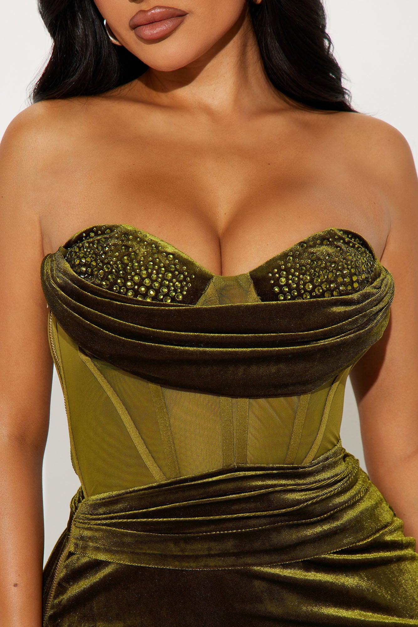 Scarlett Velvet Gown - Chartreuse Product Image