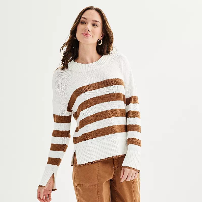 Womens Sonoma Goods For Life Side Slit Crewneck Sweater Product Image