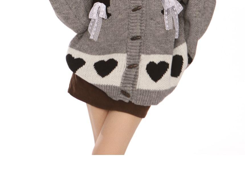 Stand Collar Animal Print Toggle Cardigan Product Image