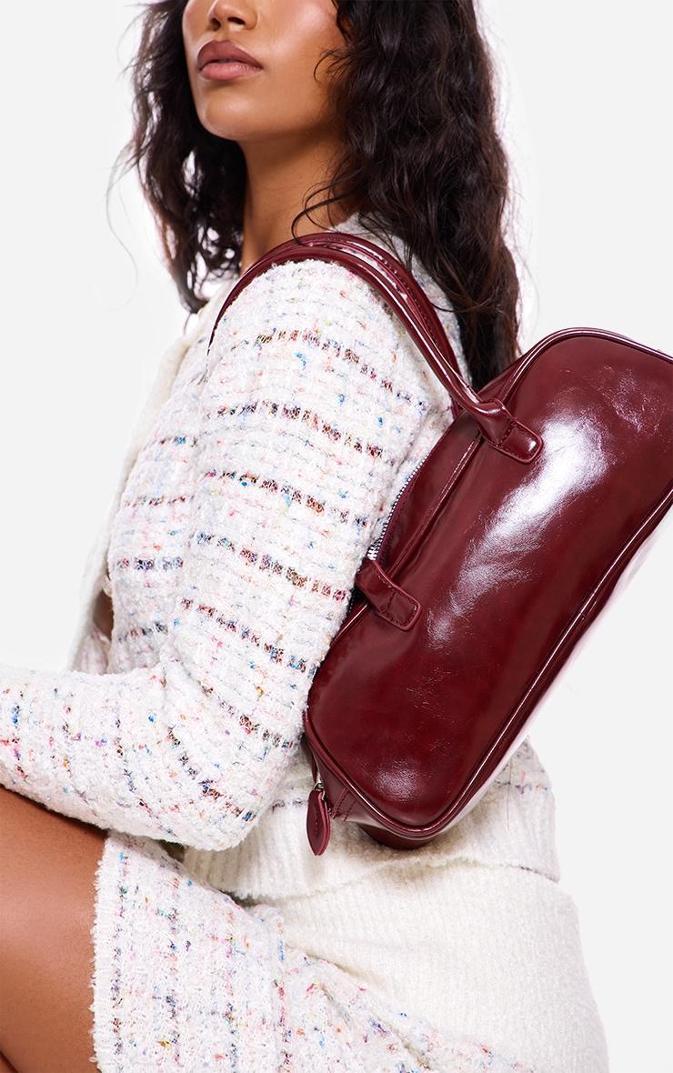 Burgundy Patent PU Baguette Hand Bag product image