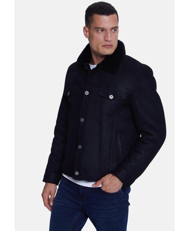 Mens Casual Jacket, Washed Black Wool - Black Product Image