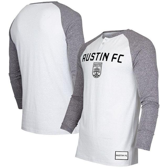 Mens Concepts Sport White/Charcoal Austin FC Concord Henley Raglan Long Sleeve T-Shirt Product Image